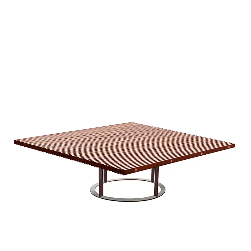 Mesa baja cuadrada de teca y acero